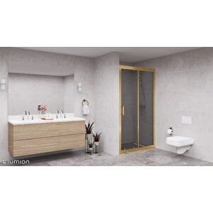 Gold Nexa  6mm Füme Cam İki Duvar Arası 1 Sabit 1 Sürgü İki Duvar Arası Duşakabin 132 cm