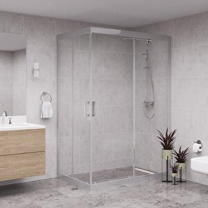 Silver Diora  6mm Şeffaf Cam Dikdörtgen Duşakabin 80x130 cm