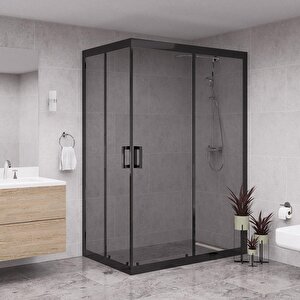 Black Diora 6mm Füme Cam Dikdörtgen Duşakabin 90x130 cm