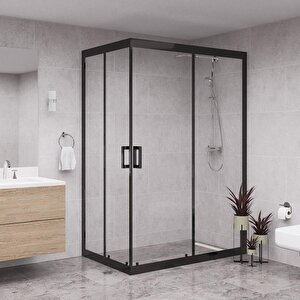 Black Diora 6mm Şeffaf Dikdörtgen Duşakabin 80x90 cm