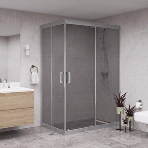 Silver Diora  6mm Füme Cam Dikdörtgen Duşakabin 90x100 cm