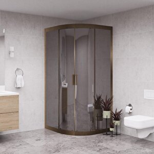 Bronze Luna 6mm Reflekte Cam Oval Duşakabin 130x130 cm