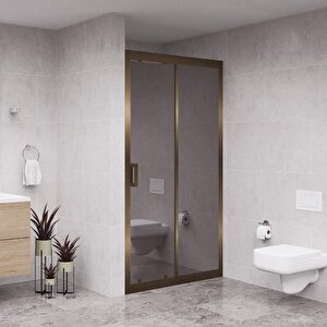 Bronze Nexa 6mm Reflekte Cam 1 Sabit 1 Sürgü İki Duvar Arası Duşakabin 115 cm