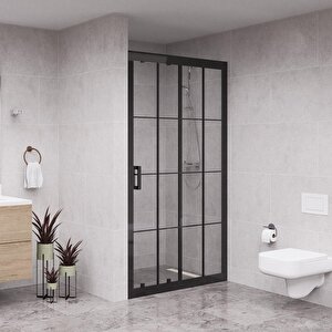 Black Nexa 6mm Karolajlı Şeffaf Cam 1 Sabit 1 Sürgü İki Duvar Arası Duşakabin 111 cm