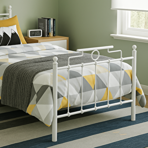 Harkon Tek Kişilik Metal Karyola - Beyaz