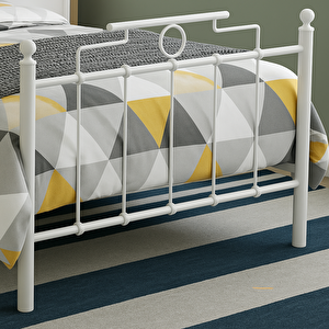 Harkon Tek Kişilik Metal Karyola - Beyaz