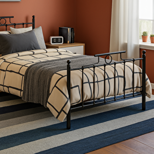 Harkon Tek Kişilik Metal Karyola - Siyah 120x200 cm