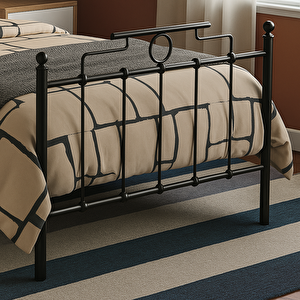 Harkon Tek Kişilik Metal Karyola - Siyah