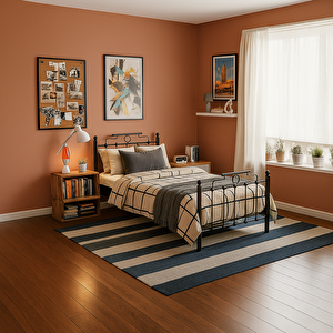 Harkon Tek Kişilik Metal Karyola - Siyah 90x190 cm