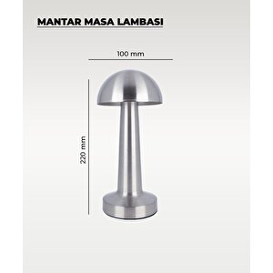 Krom Mantar Masa Lambası - Dokunmatik - 3 Renk Işık