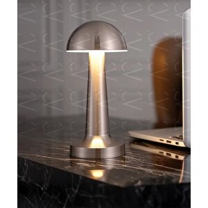 Krom Mantar Masa Lambası - Dokunmatik - 3 Renk Işık