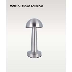 Krom Mantar Masa Lambası - Dokunmatik - 3 Renk Işık