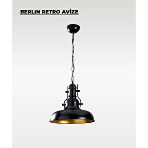 Berlin Retro Avize Siyah / Metal - E27 Duylu
