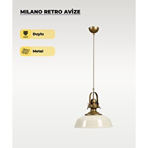 Milano Retro Avize Beyaz / Metal - E27 Duylu