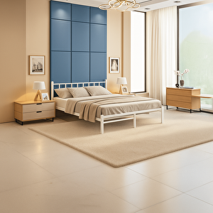 Titan Çift Kişilik Metal Karyola 160x200 - Beyaz 160x200 cm