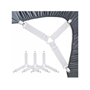 Elastik Üçgen Çarşaf Ve Örtü Gerdiricisi Ve Çarşaf Tutucusu Kısa Tip Beyaz