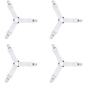 Elastik Üçgen Çarşaf Ve Örtü Gerdiricisi Ve Çarşaf Tutucusu Kısa Tip Beyaz