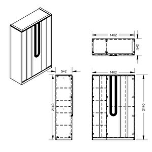 Gardırop, Megan 3 Kapaklı Dolap
