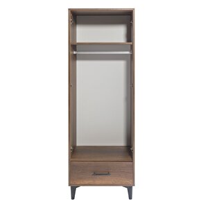 Dolap, Blesk 2 Kapaklı Çekmeceli Askılıklı Koyu Ceviz Gardırop