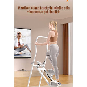 Katlanabilir Dikey Tırmanma Egzersiz Aleti Yeni Versiyon Beyaz
