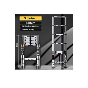 Paslanmaz Çelik Katlanır Merdiven 3.1 Metre