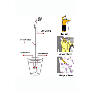 Şarjlı Portatif Taşınabilir Duş