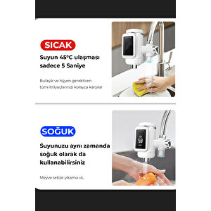 Taşınabilir Dijital Sıcak Su Musluğu Tüm Bataryalara Ve Musluk Tiplerine Uyumludur