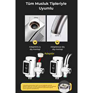 Taşınabilir Dijital Sıcak Su Musluğu Tüm Bataryalara Ve Musluk Tiplerine Uyumludur