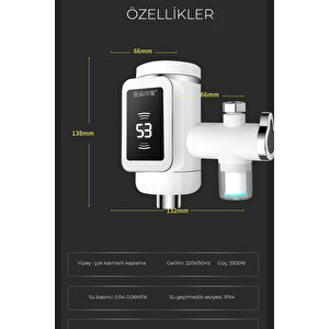 Taşınabilir Dijital Sıcak Su Musluğu Tüm Bataryalara Ve Musluk Tiplerine Uyumludur