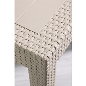 Rattan Masa 70x120 Sabit Masa - Bahçe Balkon Teras Masası  Orta Boy
