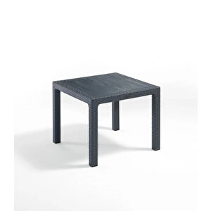 90x90 Rattan Camlı Masa Balkon Bahçe Teras Masası Kare Rattan Masa