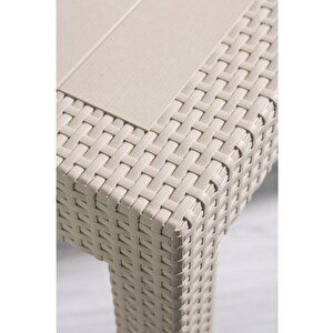 Rattan Masa 90x150 Camsız Masa - Bahçe Balkon Teras Masası  Büyük Boy