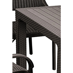 90x90 Rattan Masa Balkon Bahçe Teras Masası Kare Rattan Masa