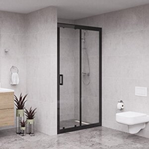 Black Nexa 6mm Şeffaf Cam 1 Sabit 1 Sürgü İki Duvar Arası Duşakabin 117 cm