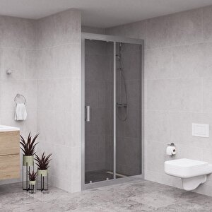 Silver Nexa 6mm Füme Cam  1 Sabit 1 Sürgü İki Duvar Arası Duşakabin 132 cm