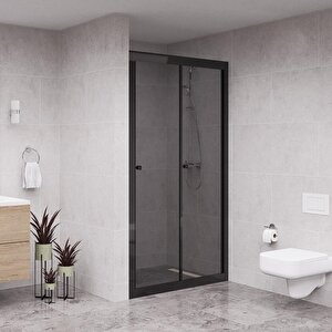 Black Nexa 6mm Füme Cam  1 Sabit 1 Sürgü İki Duvar Arası Duşakabin 125 cm