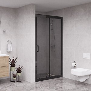 Black Nexa 6mm Füme Cam  1 Sabit 1 Sürgü İki Duvar Arası Duşakabin 125 cm