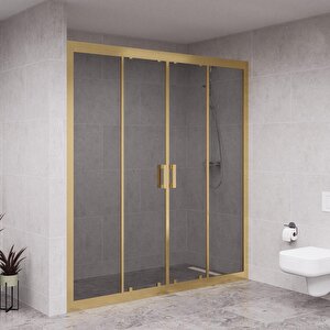Gold Verta 6mm Füme Cam Orta Açılır 2 Sabit 2 Sürgü İki Duvar Arası Duşakabin 182 cm