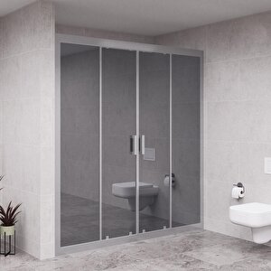 Silver Verta 6mm Reflekte Cam 2 Sabit 2 Sürgü İki Duvar Arası Duşakabin 184 cm