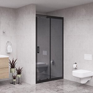 Black Nexa 6mm Reflekte Cam 1 Sabit 1 Sürgü İki Duvar Arası Duşakabin 131 cm