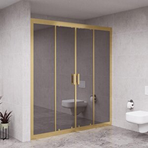 Gold Verta 6mm Reflekte Cam 2 Sabit 2 Sürgü İki Duvar Arası Duşakabin 150 cm