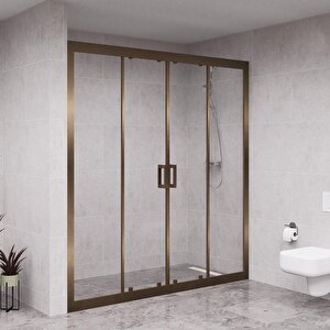 Bronze Verta 6mm Şeffaf Cam 2 Sabit 2 Sürgü İki Duvar Arası Duşakabin 171 cm