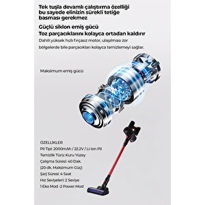 Hiki̇ng Serisi Şarjlı Dikey Süpürge Siyah