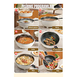 Çift Katlı Dijital Elektrikli Otomatik Yemek Pişirici Tencere 4.5 Litre 32 Cm