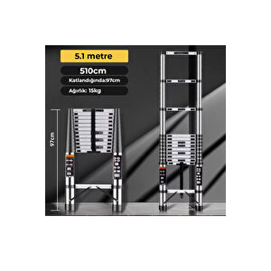 Paslanmaz Çelik Katlanır Merdiven 5.1 Metre