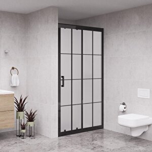 Black Nexa 6mm Karolajlı Tam Kumlamalı Cam 1 Sabit 1 Sürgü İki Duvar Arası Duşakabin 136 cm