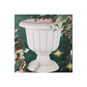 Nergis Saksı Kirli Beyaz Ayaklı Plastik Çiçek Ve Bitki Saksısı 3,4 Litre