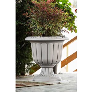 Nergis Saksı Kirli Beyaz Ayaklı Plastik Çiçek Ve Bitki Saksısı 3,4 Litre