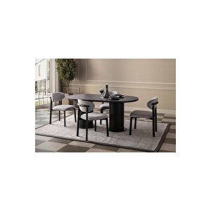 Alora Bohem Yemek Masasi Seti̇ 4 Sandalye Senkron Si̇yah Siyah