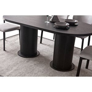 Alora Bohem Yemek Masasi Seti̇ 4 Sandalye Senkron Si̇yah Siyah